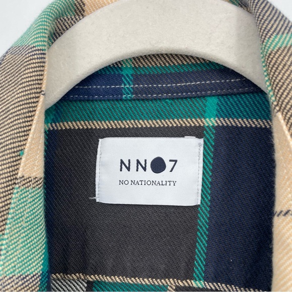 NN07 22.1 Alpha Plaid Shirt Size L green blue cream button down shirt - Picture 3 of 11